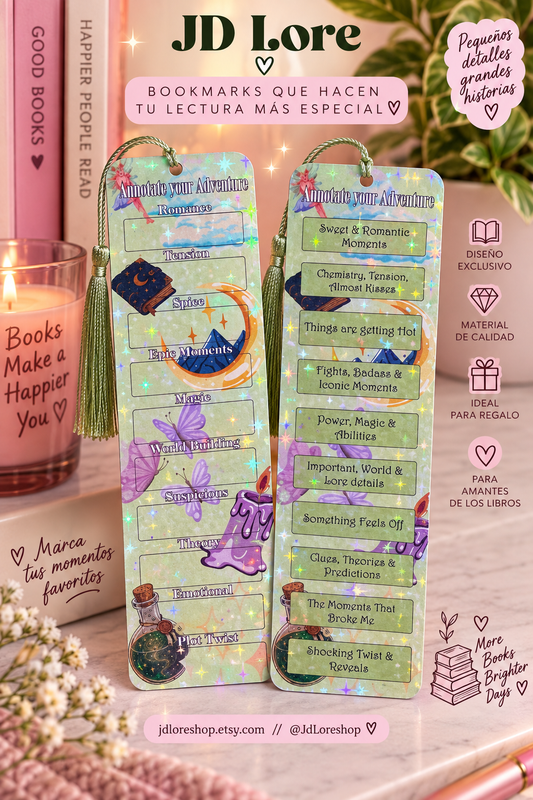 Reversible Annotation Bookmark | Fantasy Romance Reading Tracker | Double Sided Book Bookmark | Bookish Gift for Readers